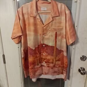 RHUDE Silk Shirt Cactus Print Short Sleeve Button Up Men's Size XL Streetwear